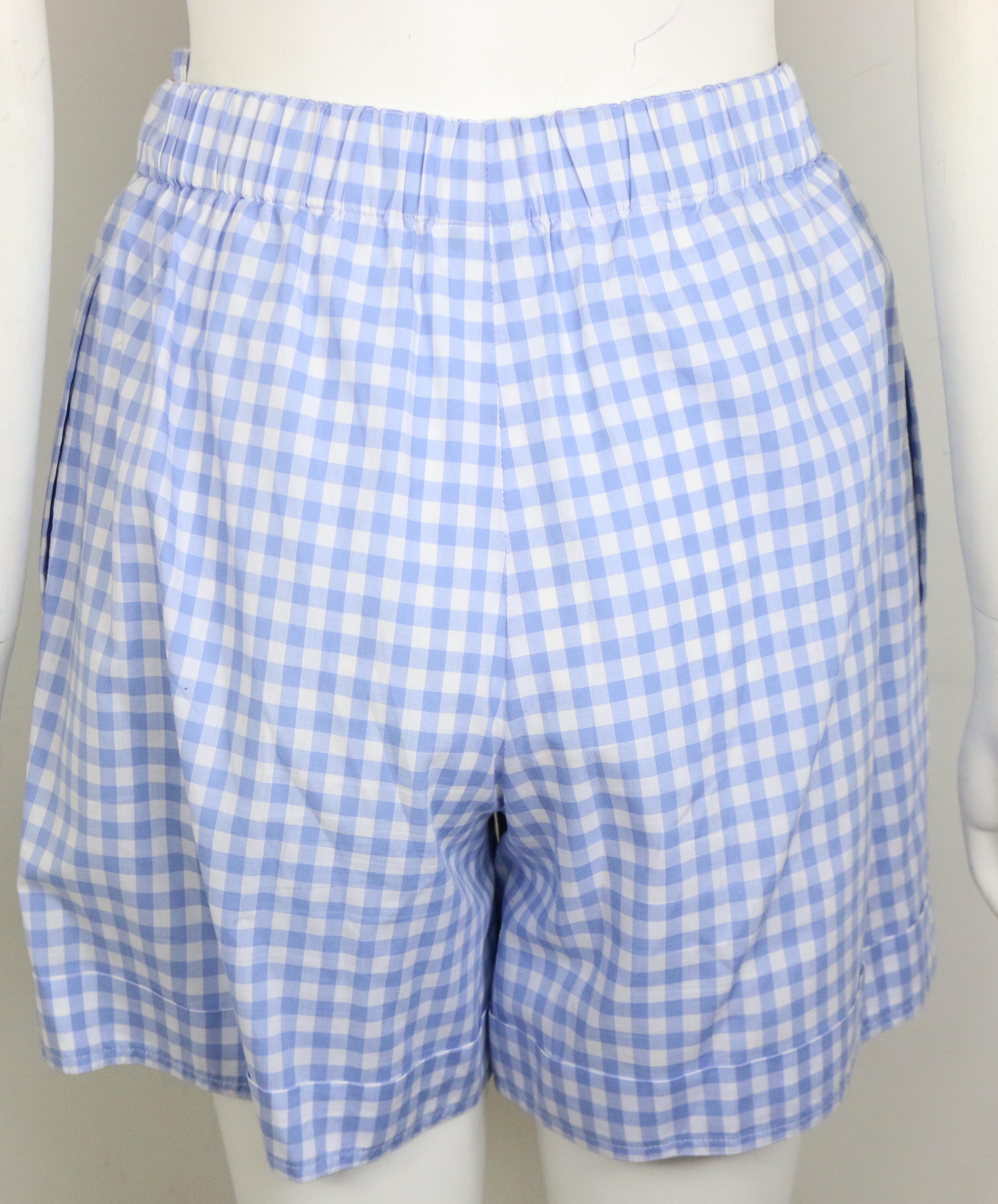 Chanel Cotton Blue and White Check Shirt and Short Pants Ensemble  5