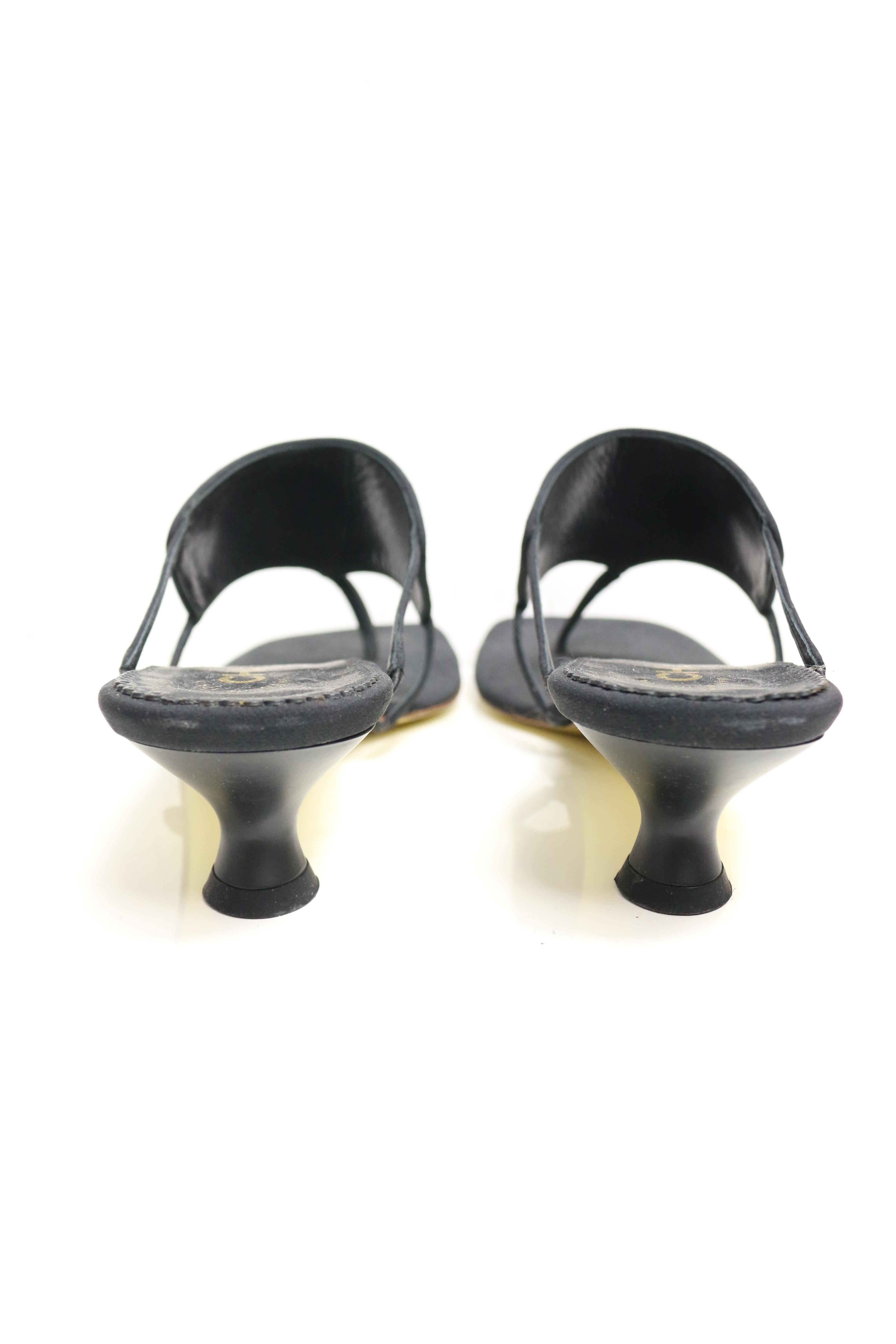 chanel black silk rhinestone sandals