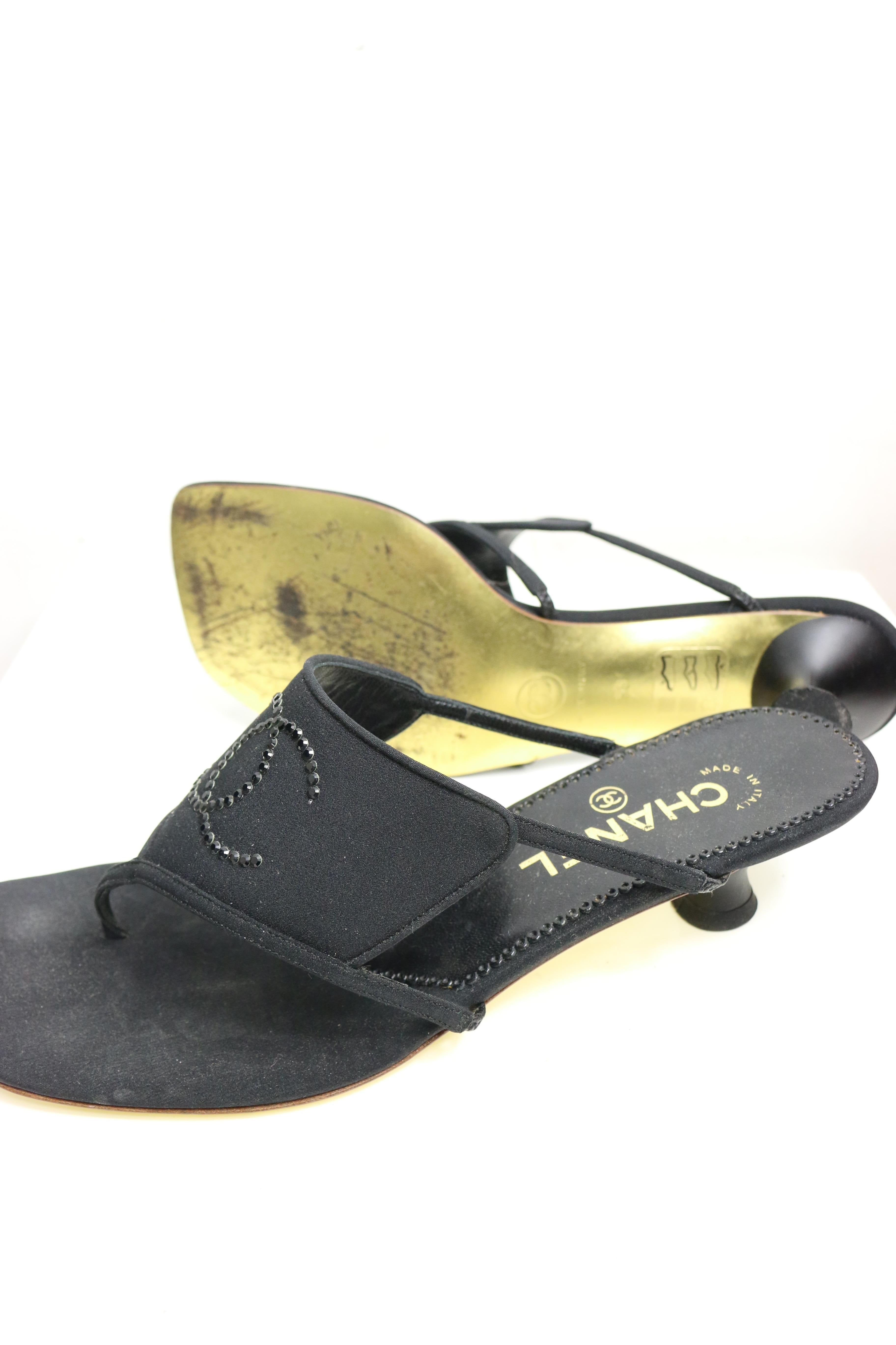 black sandals with rhinestones