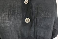 Chanel Black Linen Short Sleeves Collar Shirt