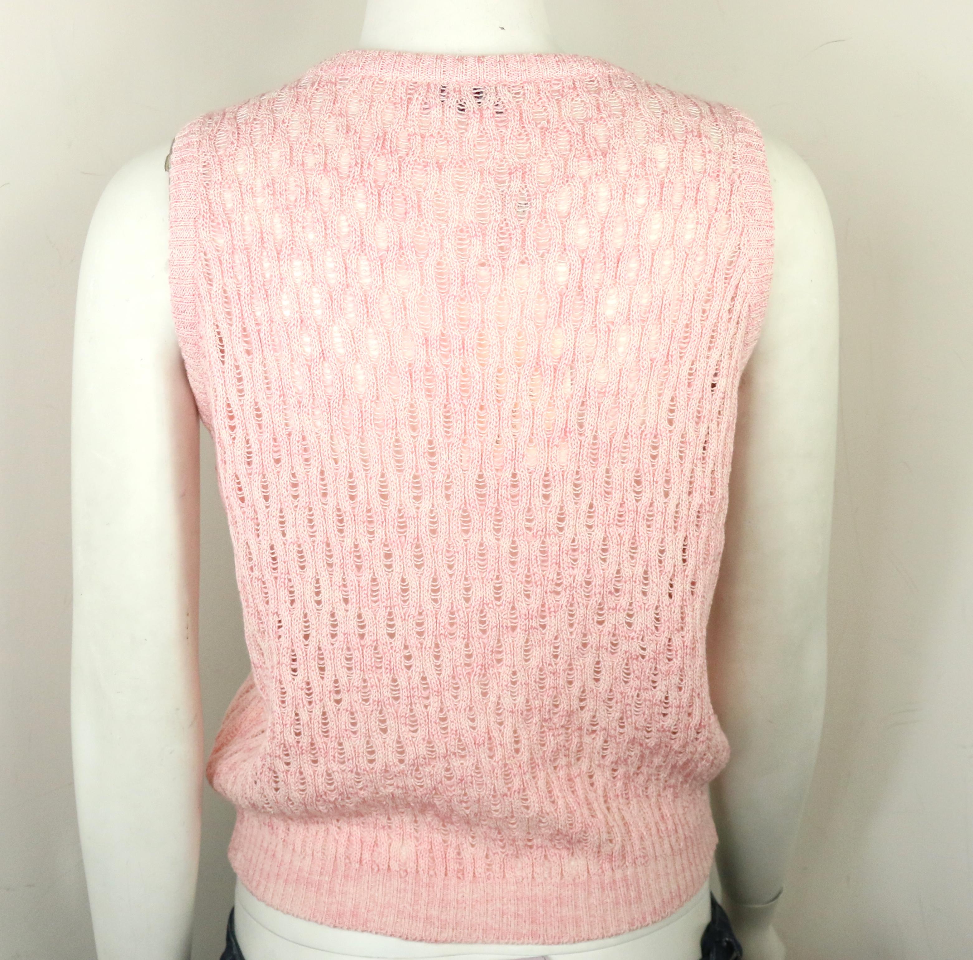 Orange Gianni Versace Sport Pink Cotton Knitted Sleeveless Pullover Top For Sale