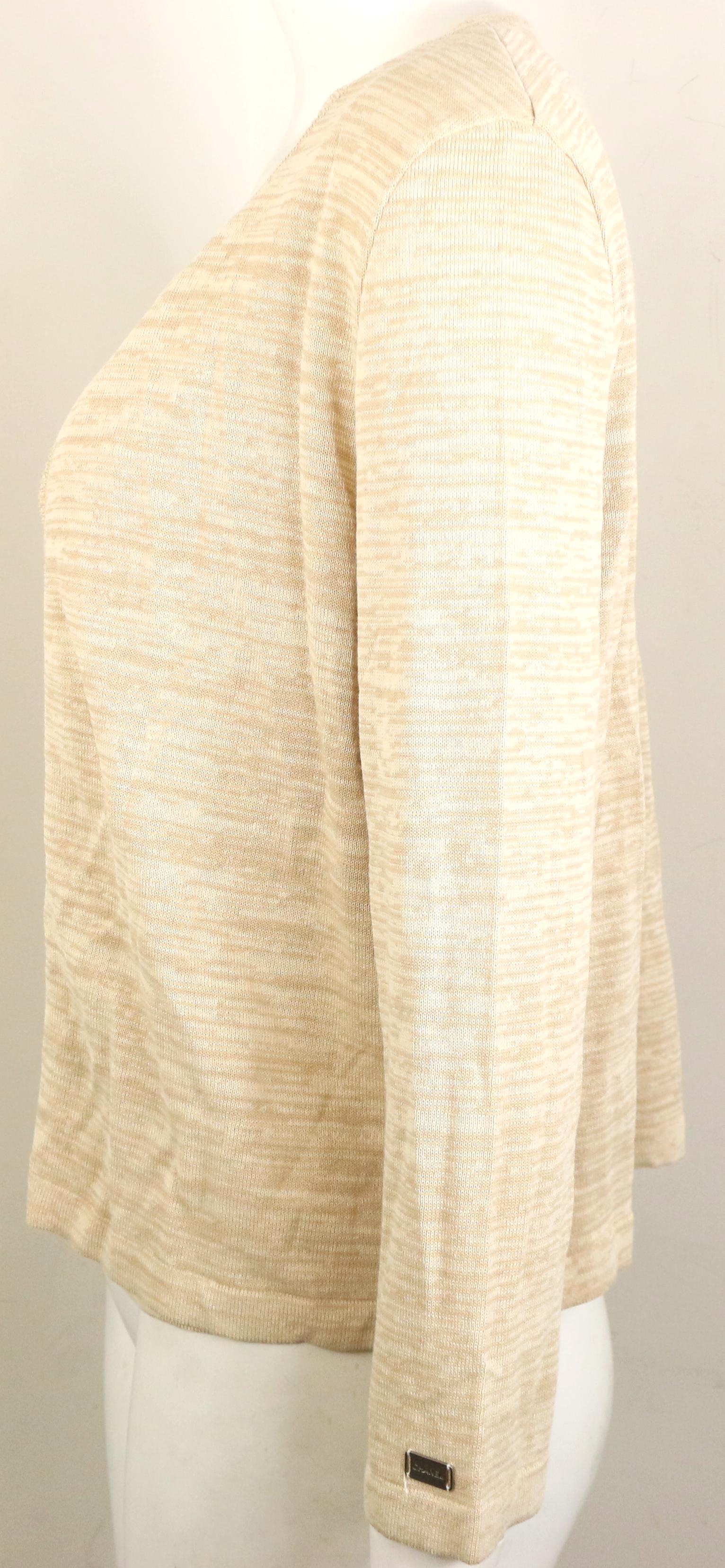 Chanel Beige Cotton and Rayon Cardigan In Excellent Condition For Sale In Sheung Wan, HK