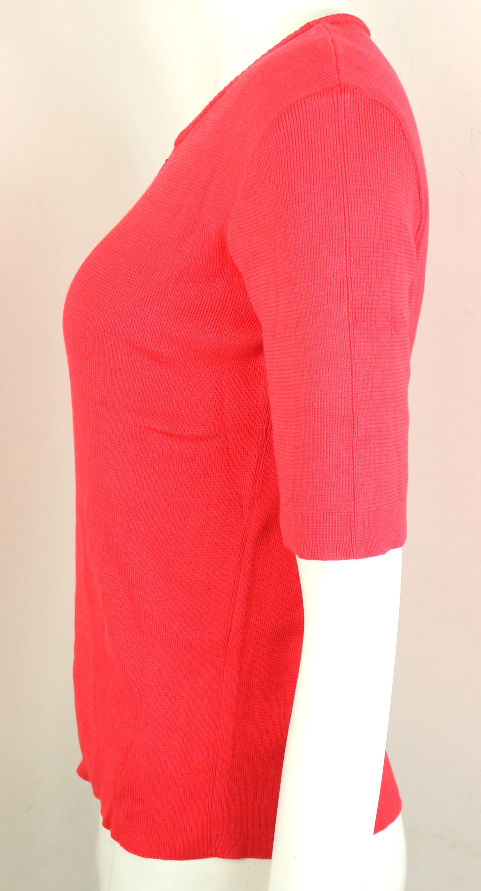 Chanel Red Knitted Cotton Top For Sale 1