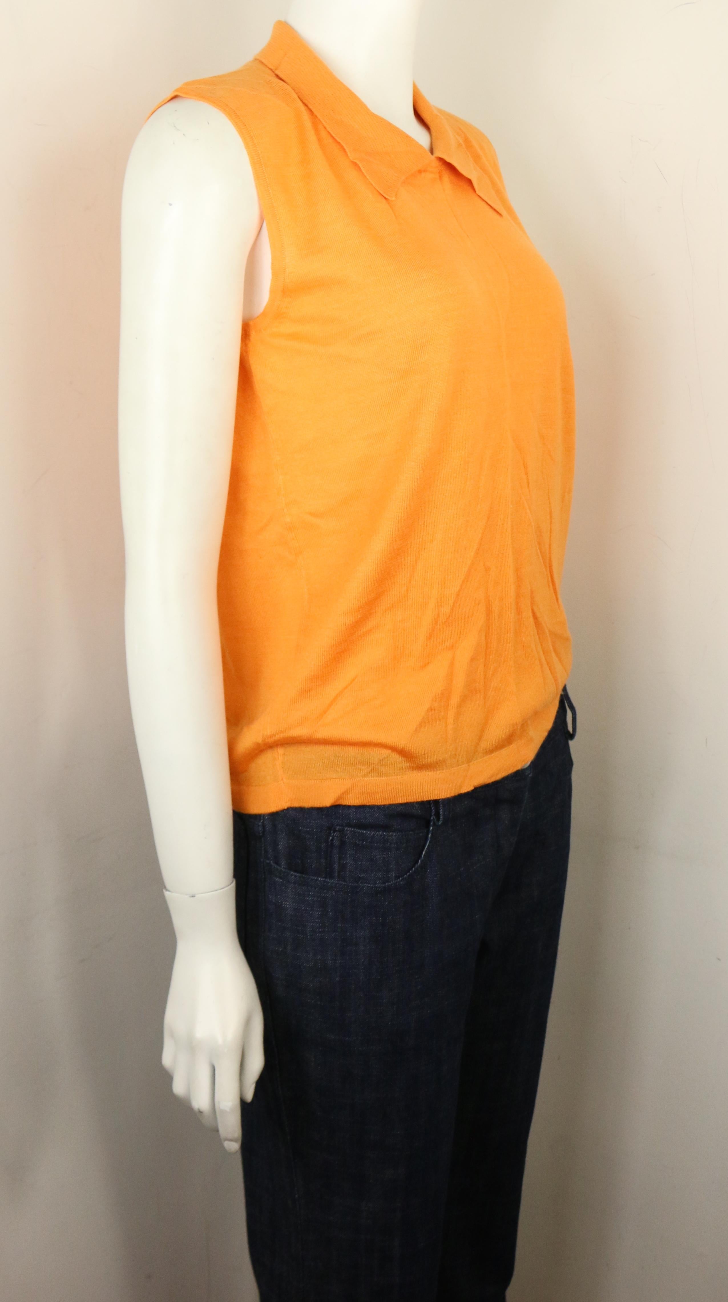 Chanel Orange Cashmere and Silk Sleeveless collar Top  In Excellent Condition For Sale In Sheung Wan, HK