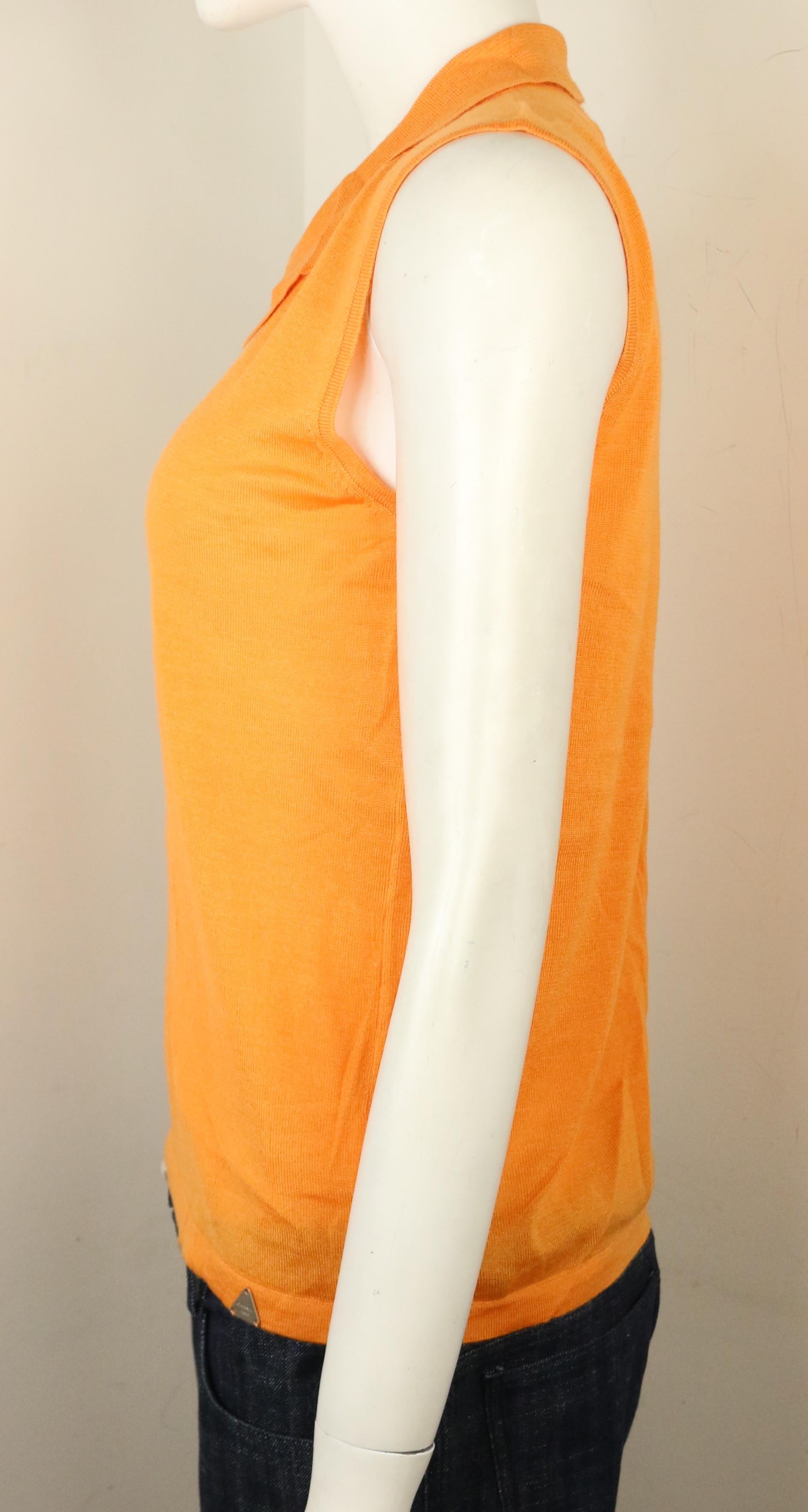 Women's Chanel Orange Cashmere and Silk Sleeveless collar Top  For Sale