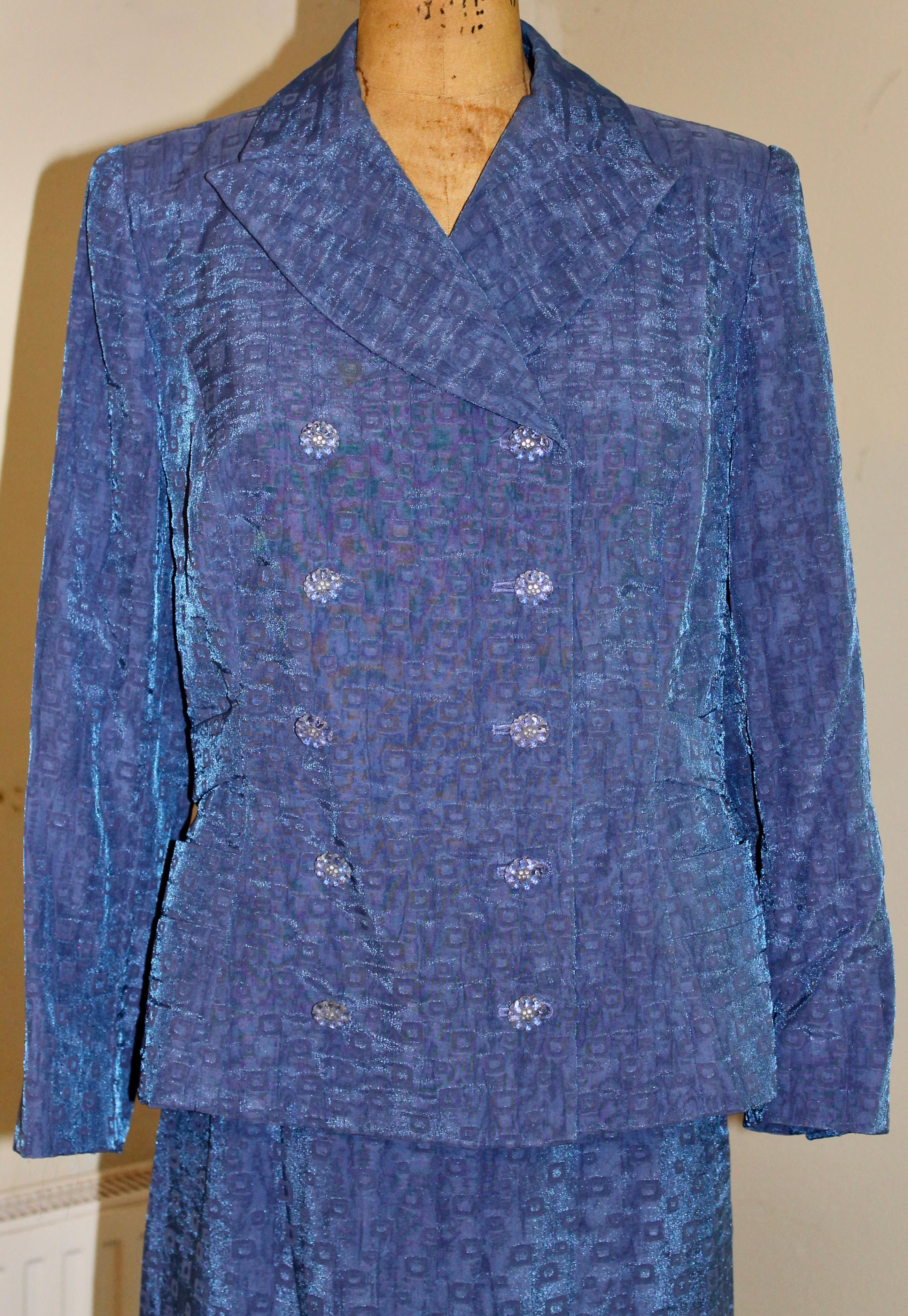 Christian Lacroix Paris Traje Falda Azul en Bueno estado para la venta en Sharon, CT