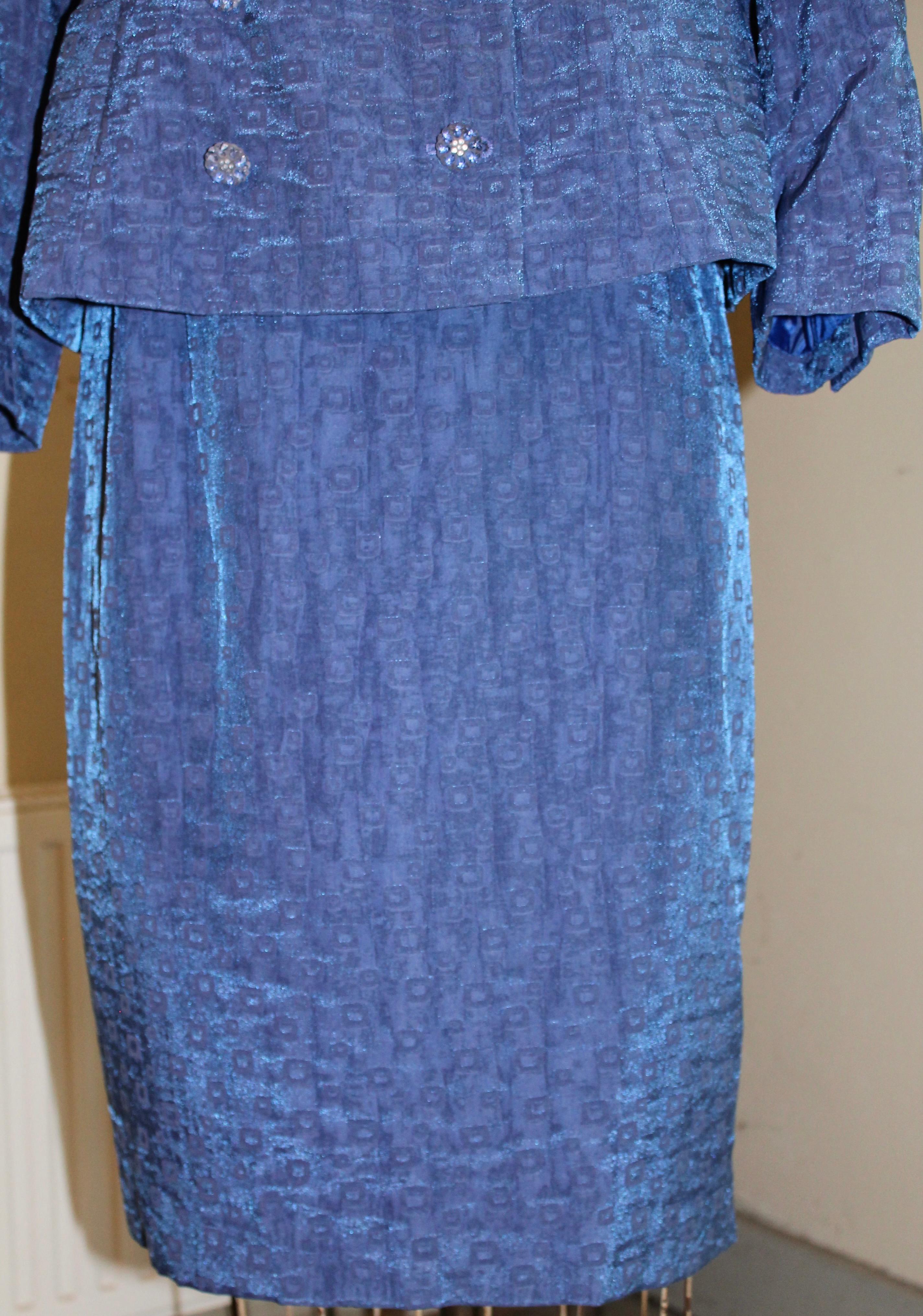 Christian Lacroix Paris Traje Falda Azul en venta 1