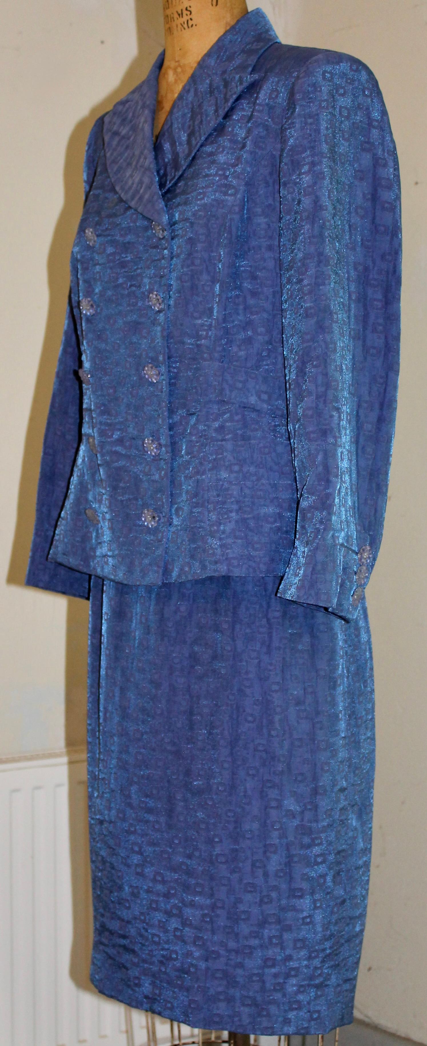 Christian Lacroix Paris Traje Falda Azul en venta 2