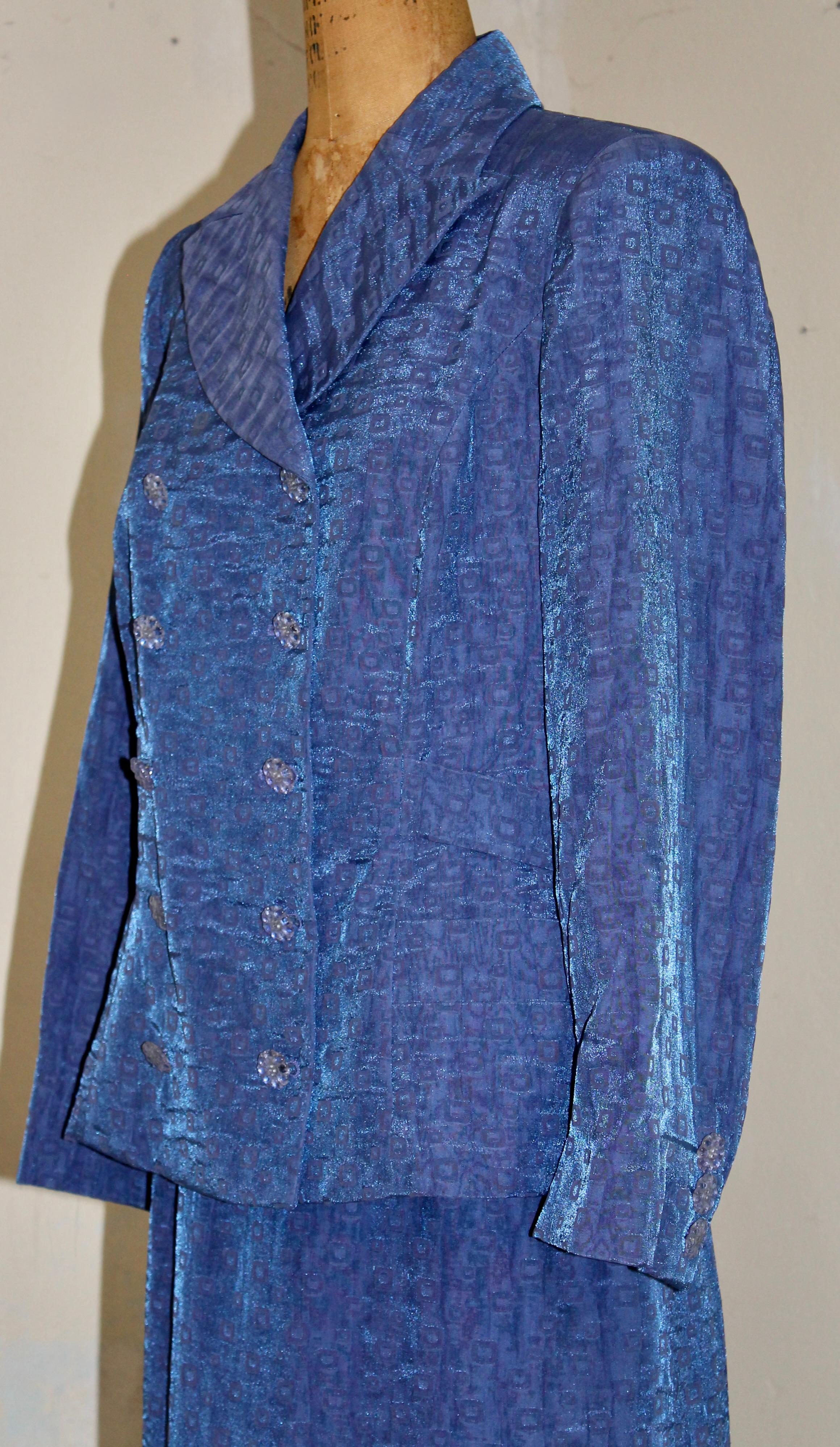Christian Lacroix Paris Traje Falda Azul en venta 3
