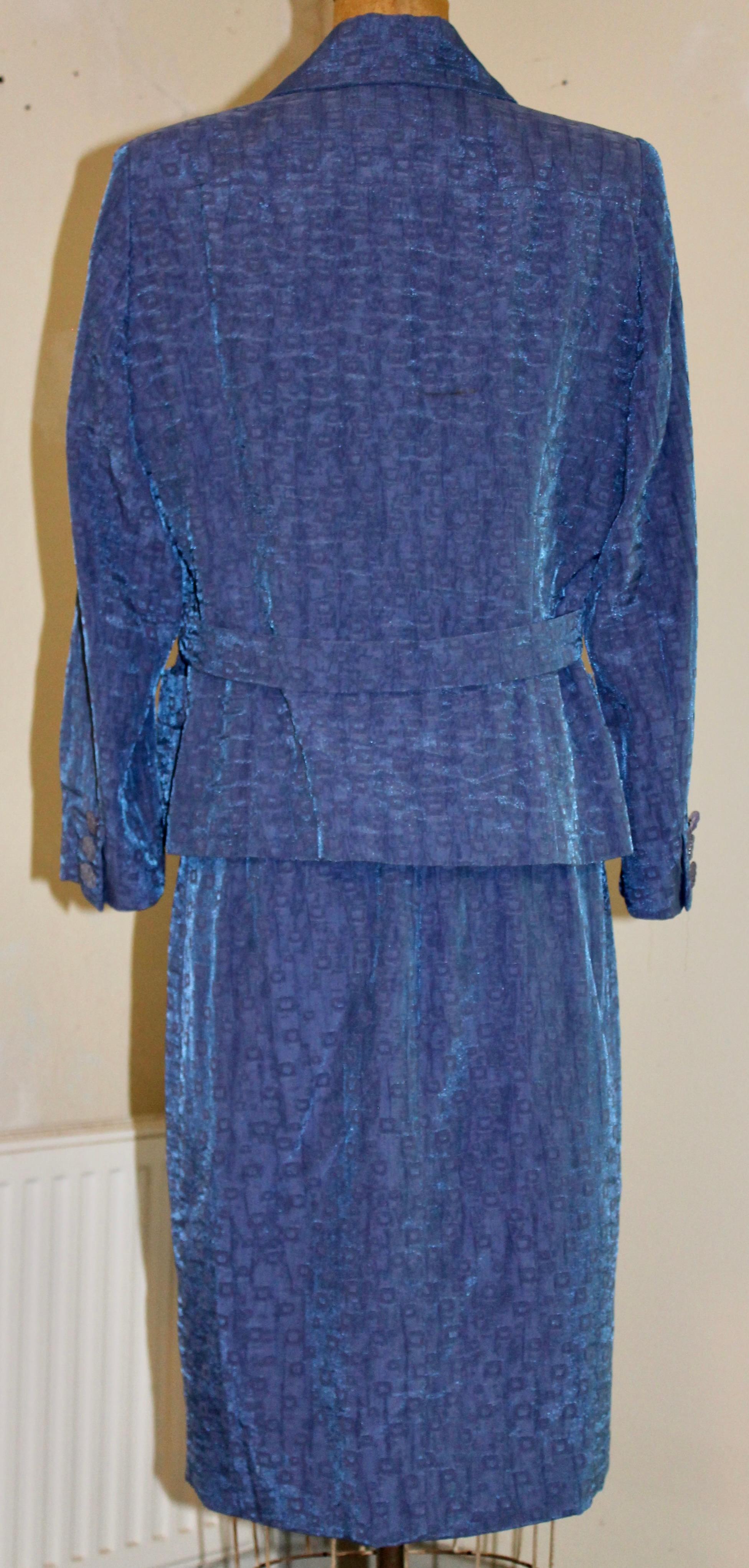 Christian Lacroix Paris Traje Falda Azul en venta 7