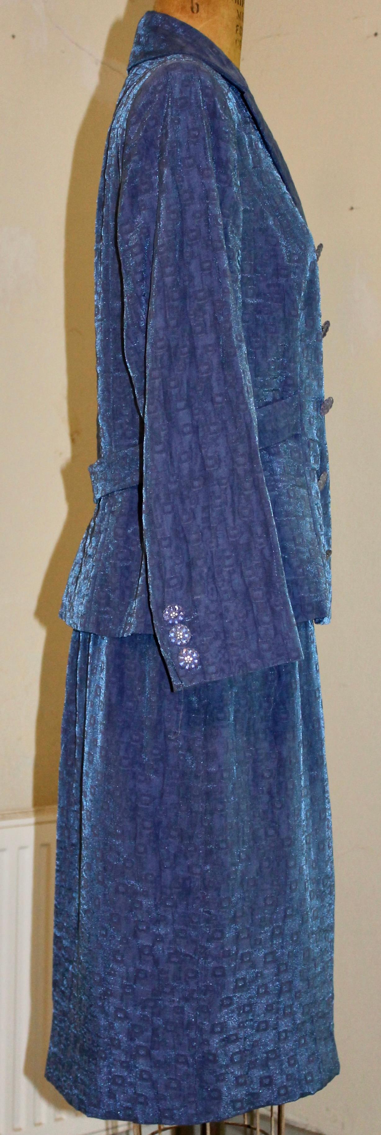 Christian Lacroix Paris Traje Falda Azul en venta 10