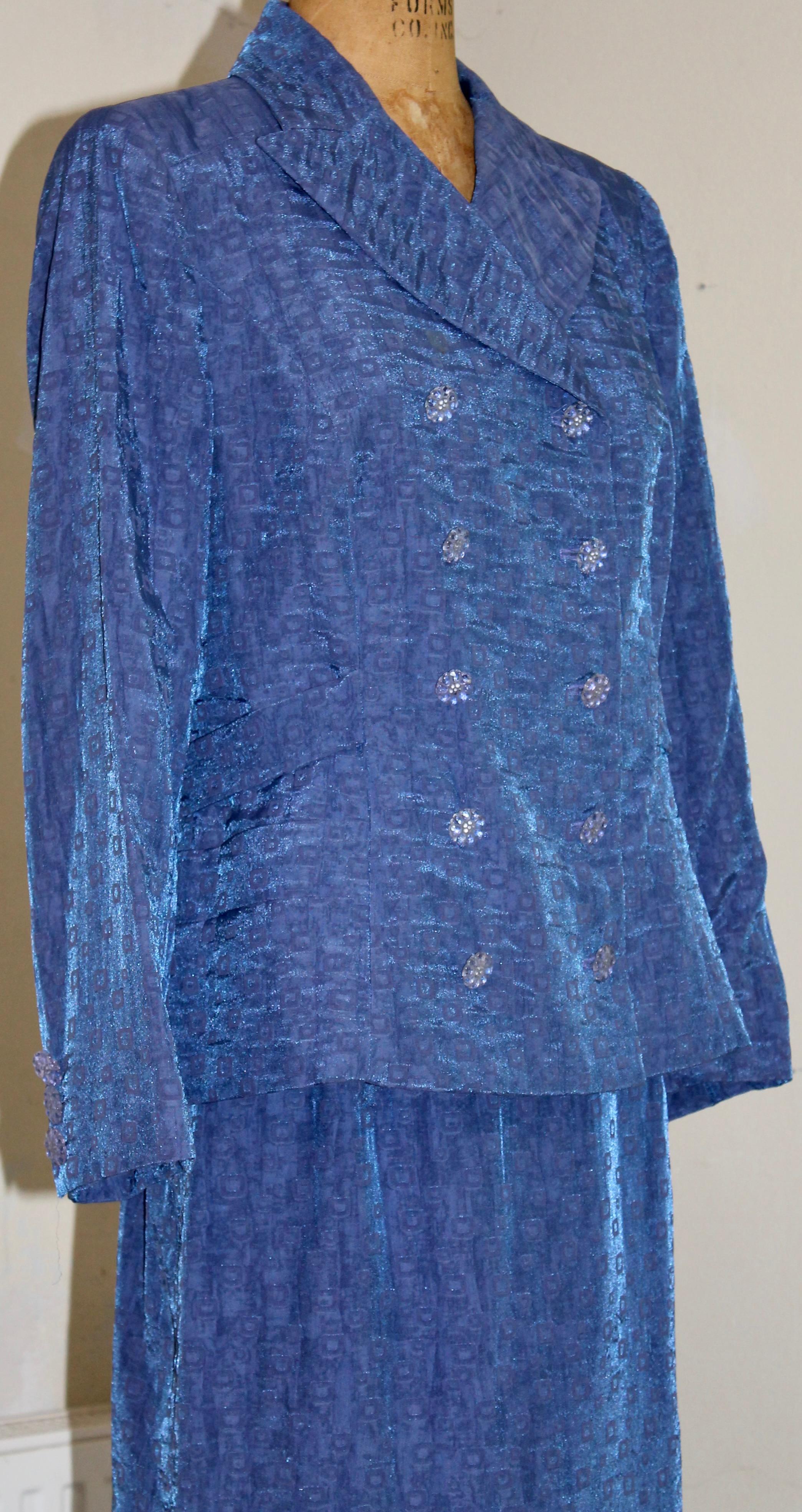 Christian Lacroix Paris Traje Falda Azul en venta 11