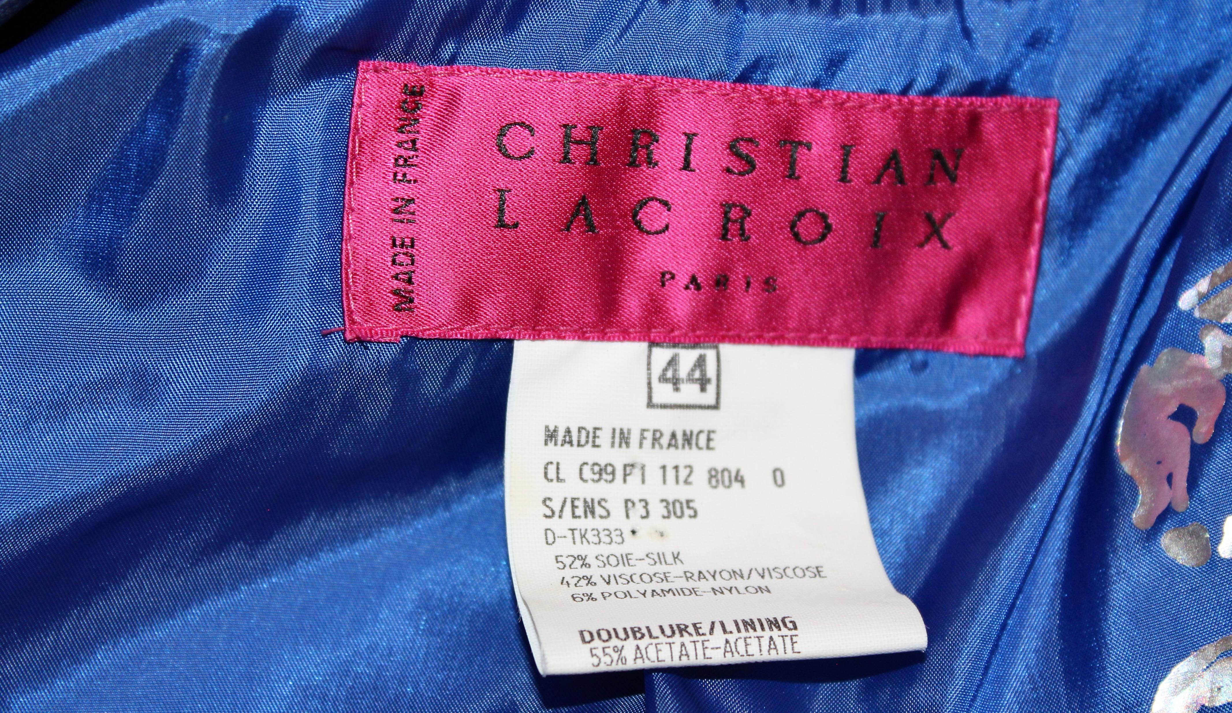 Christian Lacroix Paris Traje Falda Azul en venta 13