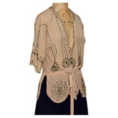Art Deco Glass Bead Embroidered Chiffon Blouse