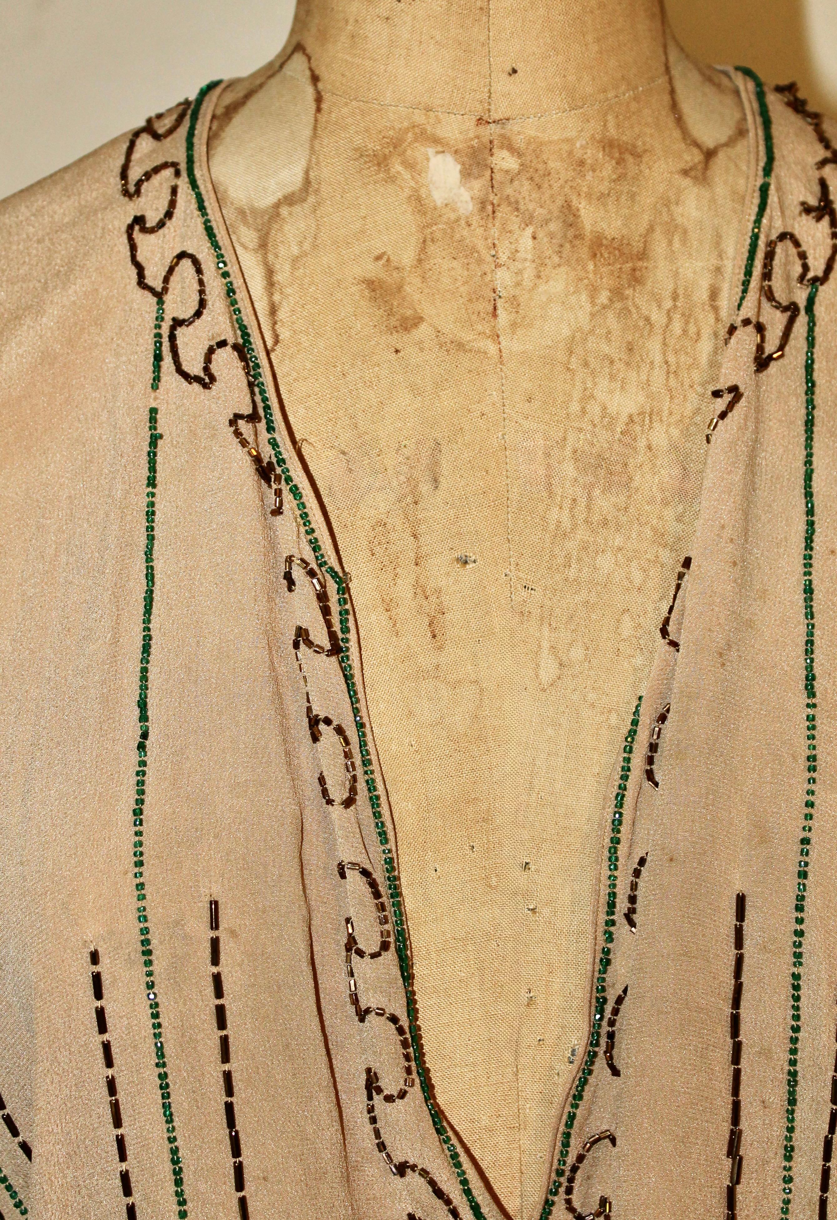 Blouse en mousseline brodée de perles de verre Art déco Pour femmes en vente