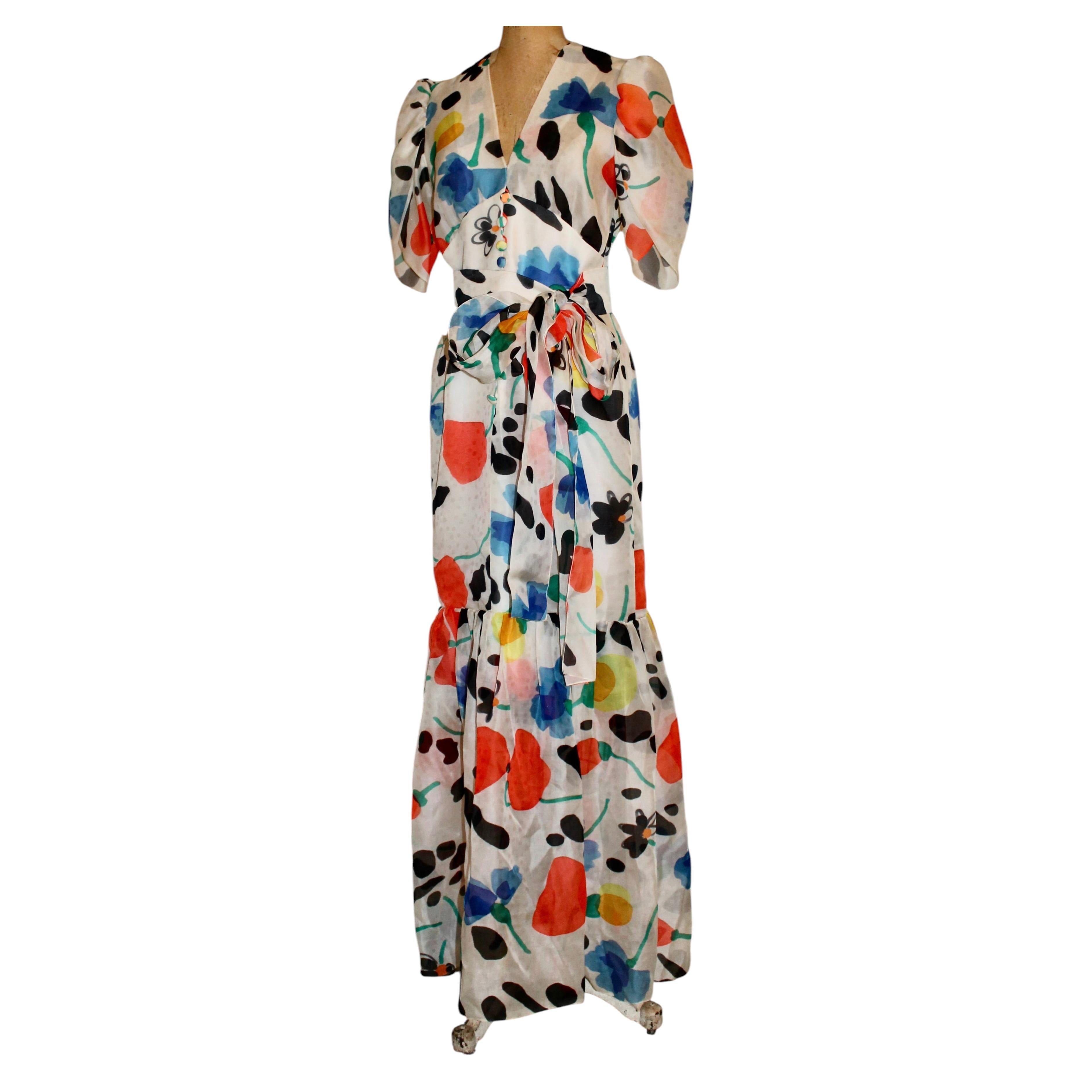 Couture Givenchy 1960's Paris Silk Organza Evening Dress