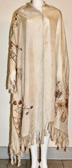 Jugendstil Gold Embroidered Silk Shawl