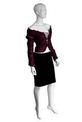 Tom's Masterpiece! Plum Tom Ford YSL Rive Gauche FW 2001 "Mummy" Blouse & Skirt!