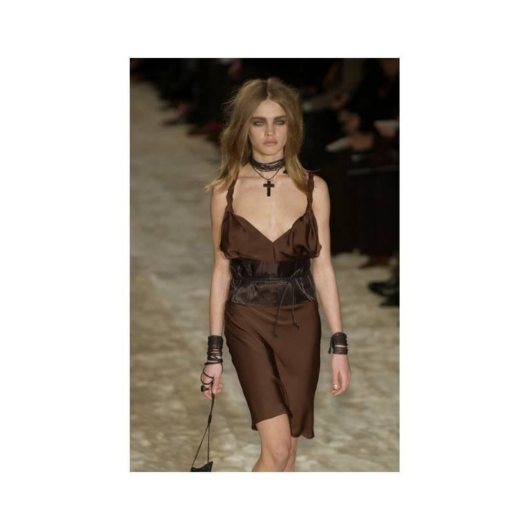 Women's Heavenly Tom Ford Gucci FW 2002 Gothic Collection Brown Silk Runway Dress! IT40