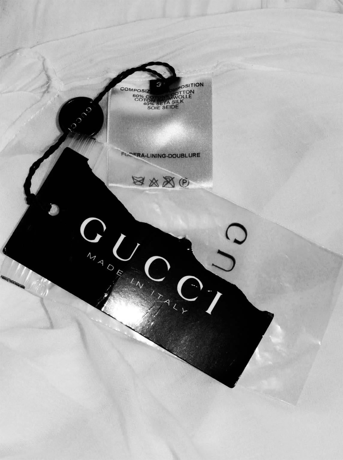 Incredible White Tom Ford Gucci  FW 2002 Silk Gothic Collection Blouse & Skirt! 3