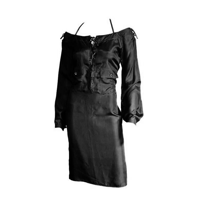 Free Shipping: Black Silk Tom Ford YSL Rive Gauche 2002 Safari Collection Dress!