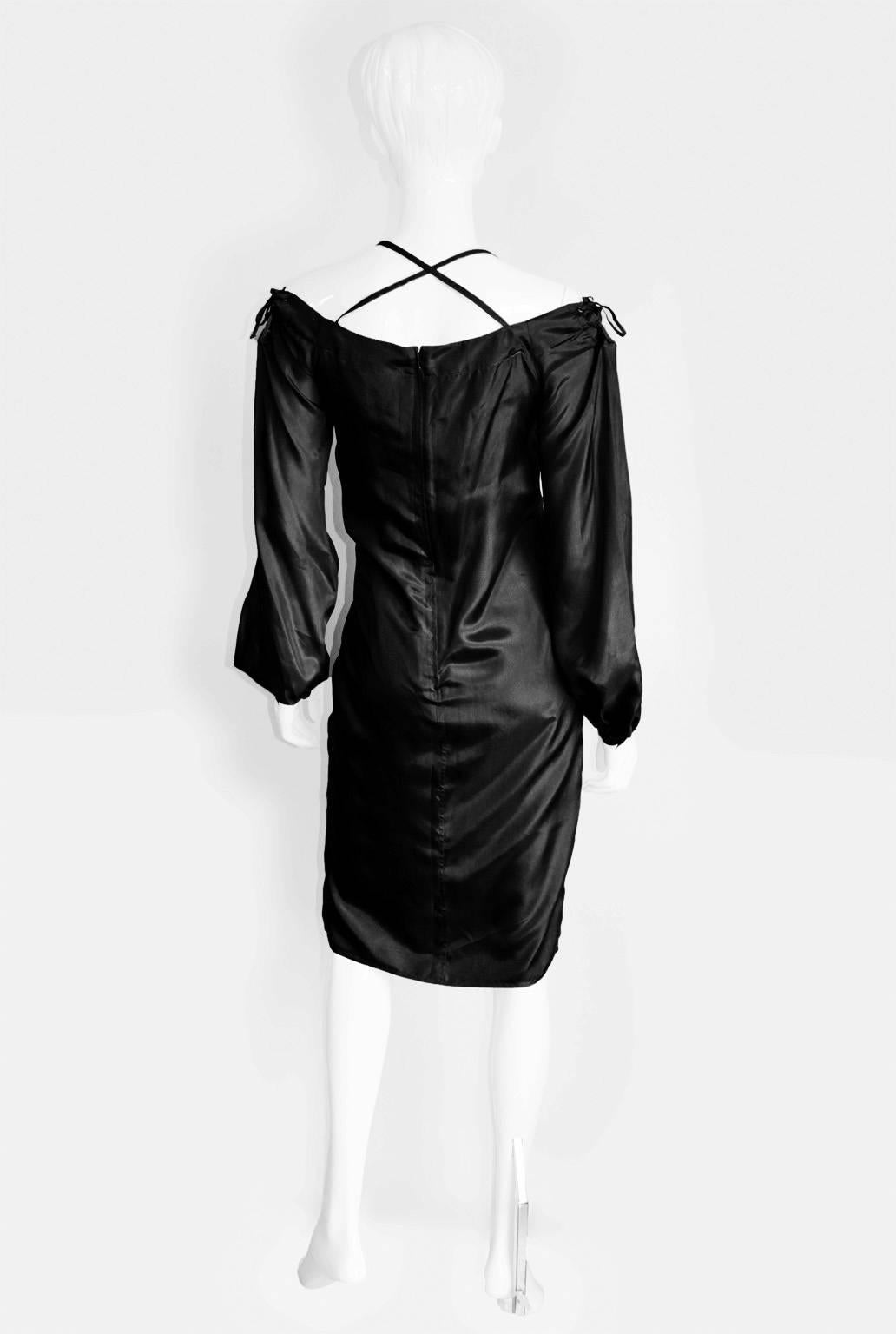 Gray Free Shipping: Black Silk Tom Ford YSL Rive Gauche 2002 Safari Collection Dress!