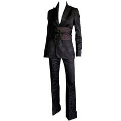 Used Iconic Tom Ford Gucci FW 2002 Silk Kimono Runway Jacket, Pants & Obi Belt! 38