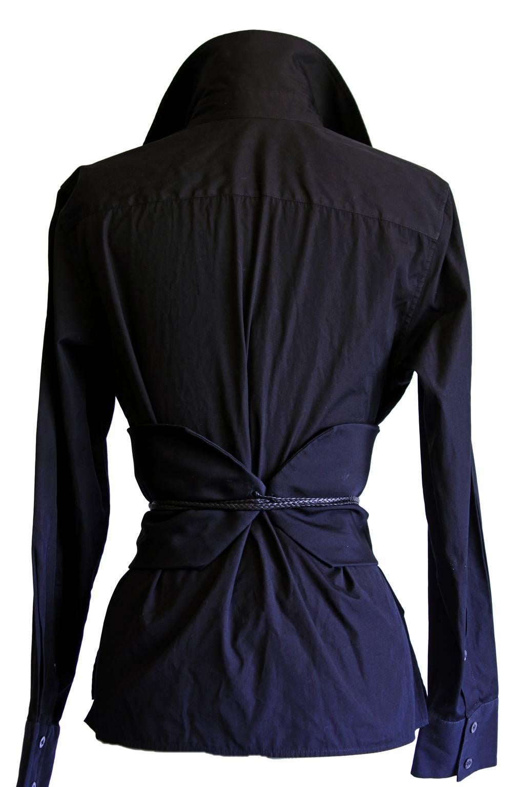 Black Free Shipping: Tom Ford Gucci FW 2002 Silk Shirt & Obi Belt In Italian Size 42!