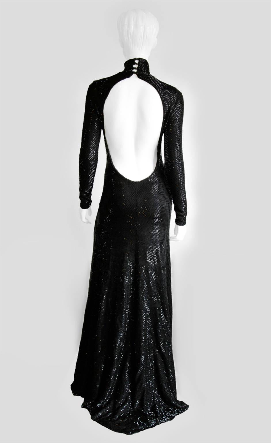Free Shipping: Rare & Iconic Frida Giannini Gucci FW 2004 Black Bugle Bead Gown! In Good Condition In Melbourne, AU