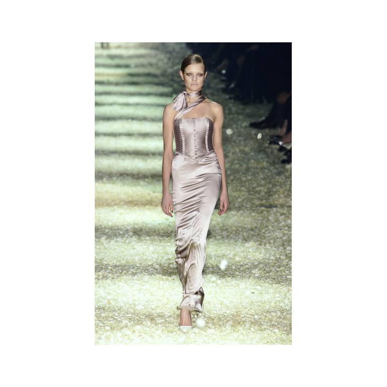 Free Shipping: Iconic Tom Ford Gucci FW 2003 Rose Silk Runway Corset Gown! 44 4