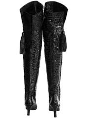 An Amazing Pair Of Yves Saint Laurent YSL Patent Crocodile Leather Thigh Boots!