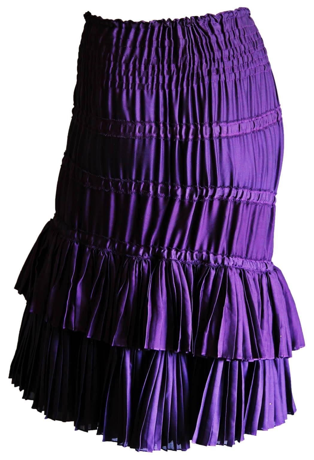 Tom Ford's Amazing Iconic YSL Rive Gauche Fall Winter 2001 Deep Purple Silk  Multi-Layered Gypsy Boho Runway Skirt!

Who could ever forget Tom Ford's fall/winter 2001 show for Yves Saint Laurent Rive Gauche & those heavenly layered 