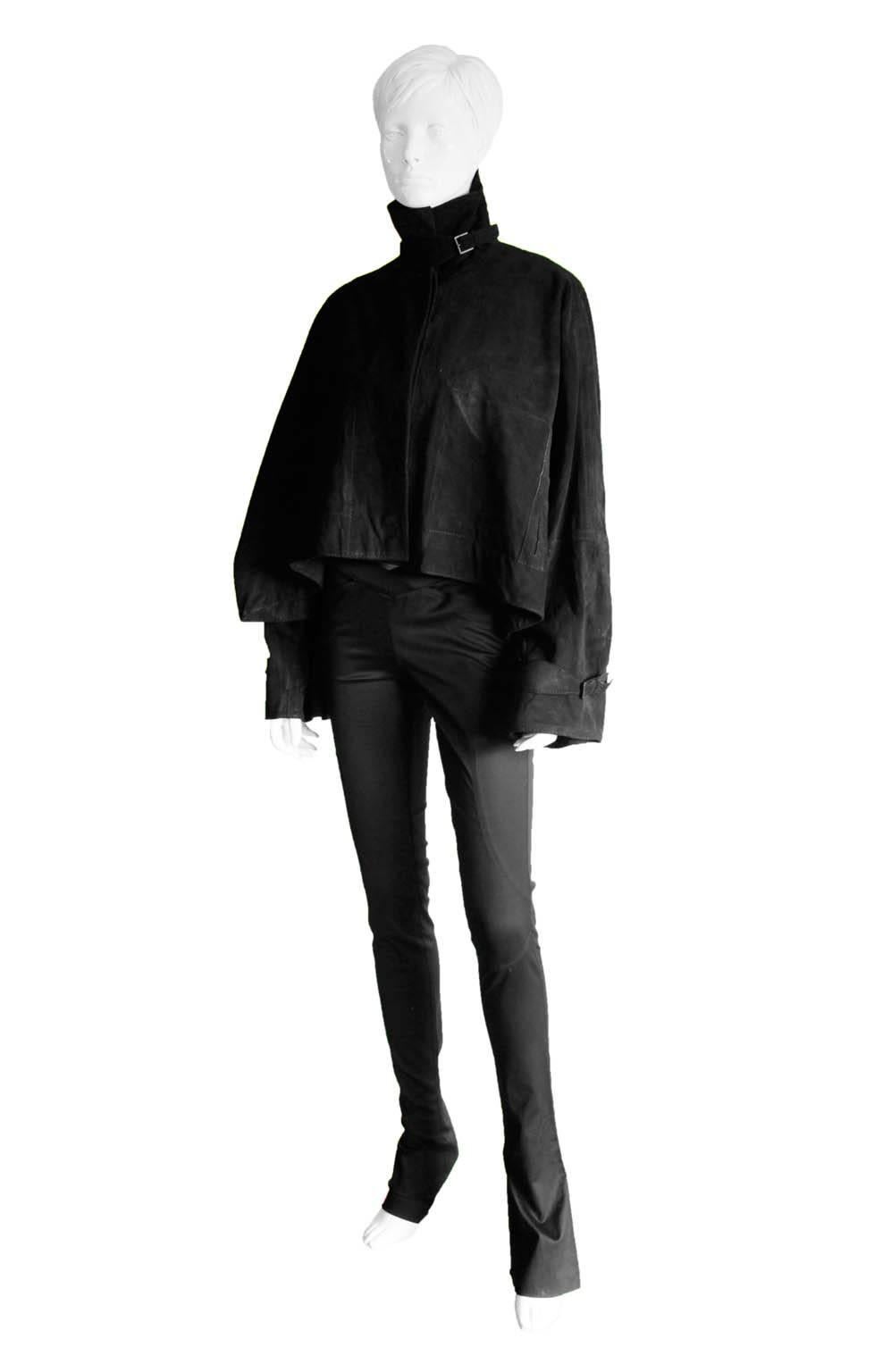 That Incredibly Rare Tom Ford For Gucci Fall Winter 2002 Gothic Runway Collection Black Suede Leather "Batwing" Jacket!

This heavenly jacket is an Italian size 40 & fits a US size 4 to 6 & even a size 8 beautifully. This jacket is