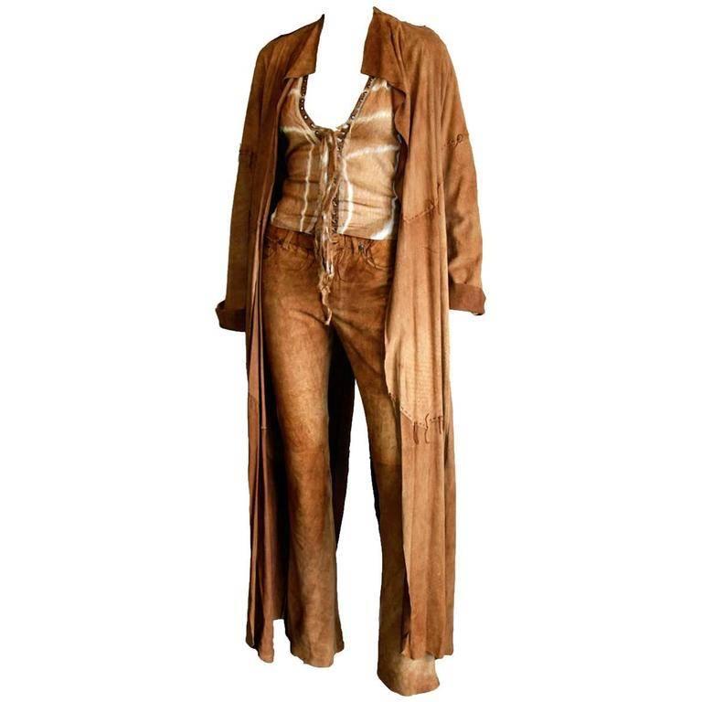 Free Shipping: Iconic Tom Ford YSL Rive Gauche SS 2002 Suede Runway Pants! FR 36 In Good Condition In Melbourne, AU
