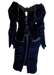 Rare & Iconic Tom Ford YSL Rive Gauche FW 2002 Blue Runway Jacket & Skirt! FR38
