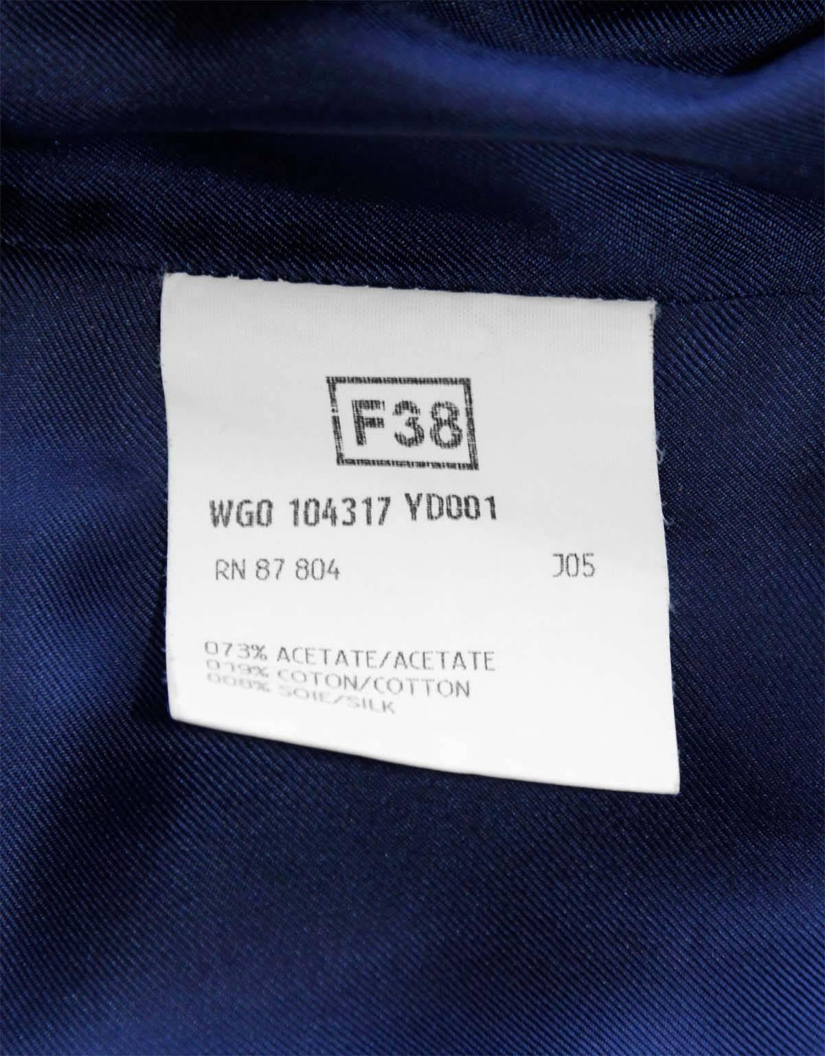 Rare et emblématique veste et jupe de défilé bleue Tom Ford YSL Rive Gauche, automne-hiver 2002 FR38 Bon état à Melbourne, AU