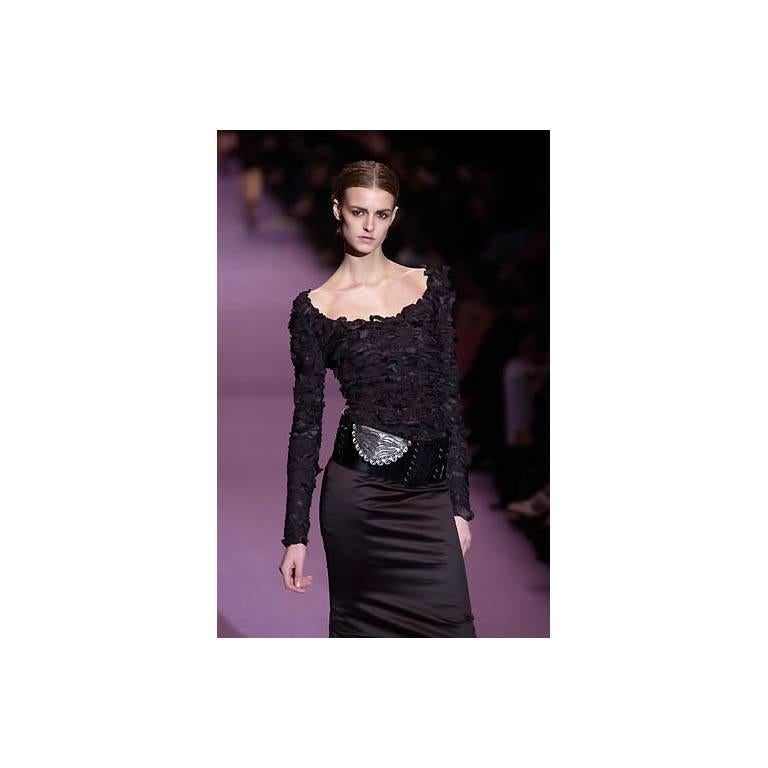 Women's That Heavenly Tom Ford YSL Rive Gauche FW 2001 Huge Black Leather Runway Belt!