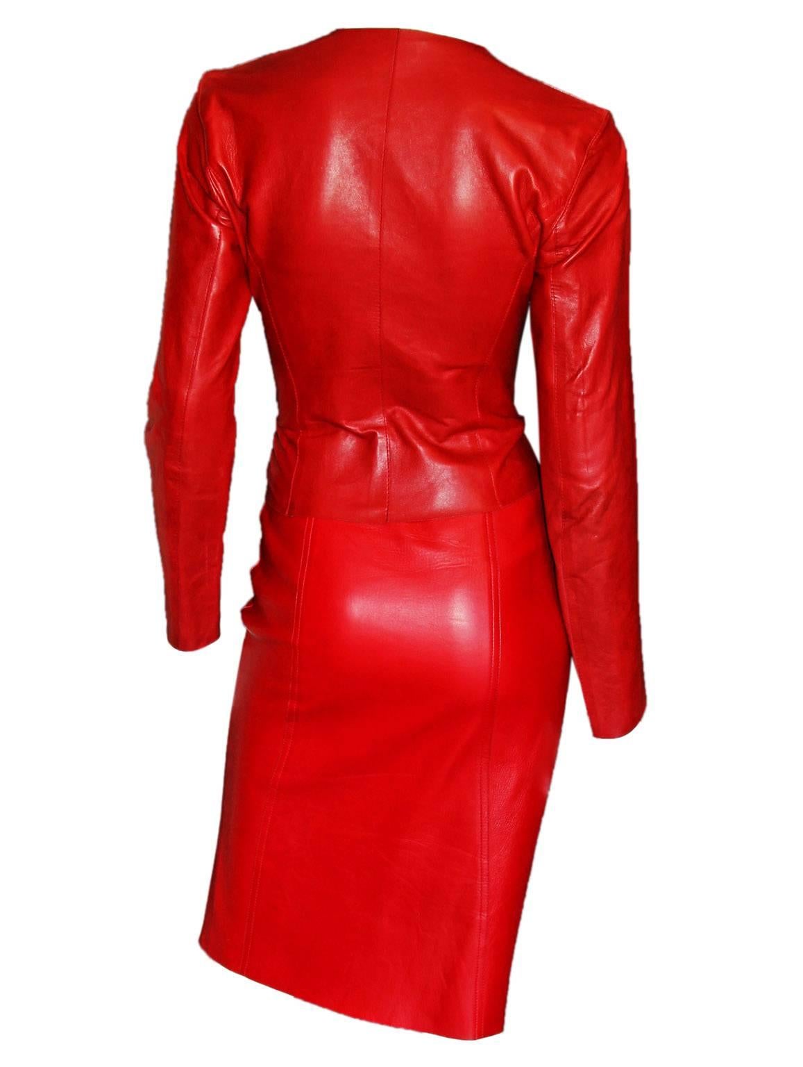 house of cb red leather dress