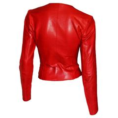 Free Shipping: Heavenly Tom Ford For Gucci FW 1997 Red Leather Moto Jacket IT 42