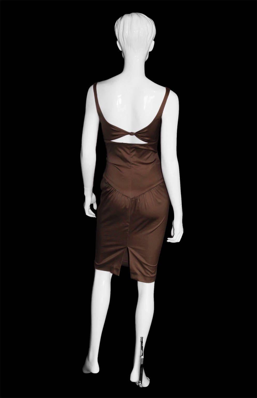 Black Free Shipping: Rare Tom Ford Gucci FW 2003 Brown Corseted Bustle Dress! IT 42
