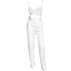 Rare Tom Ford Gucci SS 2001 Runway Ad Campaign White Silk Bra & Tuxedo Pants! 44