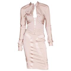Iconic Tom Ford Gucci FW 2003 Runway Collection Nude Silk Corset Top & Skirt! 40 11