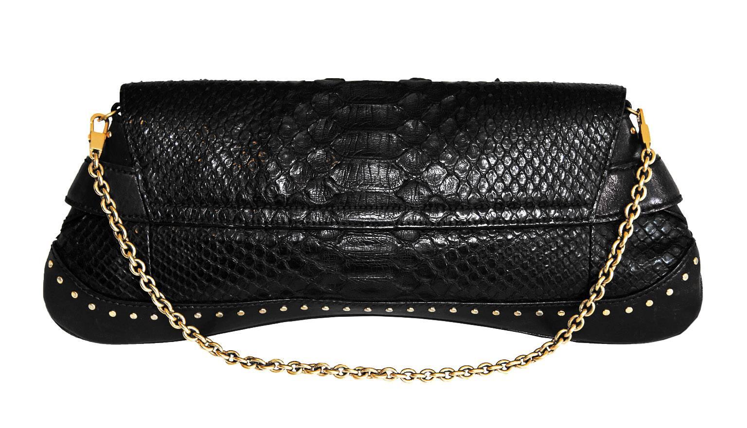 That Incredible Black Python Tom Ford For Gucci SS 2002 Collection Horsebit Bag! In Good Condition In Melbourne, AU