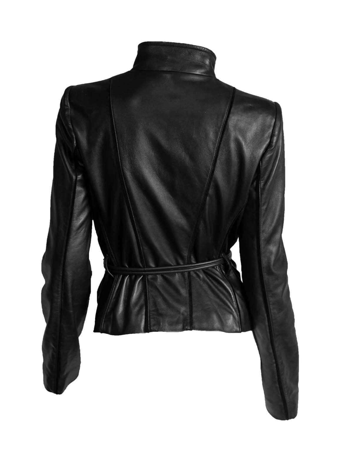 Gorgeous Tom Ford for Gucci Fall/Winter 2004 black belted leather moto jacket. The heavenly moto jacket is an Italian size 42 & will fit a US size 4 to 6 beautifully... an absolute must for any Tom Ford lover or collector!

We've been