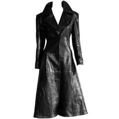 Free Shipping: Iconic Tom Ford Gucci FW 1996 Collection Black Leather Coat! IT44