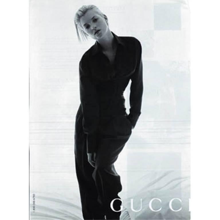 Rare Tom Ford Gucci SS 2001 Runway Ad Campaign Black Silk Bra & Tuxedo Pants! 44 1