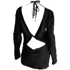 Free Shipping: Tom Ford Gucci FW2002 Black Silk Gothic Backless Runway Dress! 46