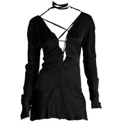 Free Shipping: Tom Ford Gucci FW2002 Black Silk Gothic Backless Runway Dress! 46