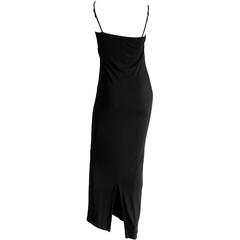 Free Shipping: Iconic Tom Ford Gucci SS 1998 Black Leather Trim Maxi Dress! IT40 9