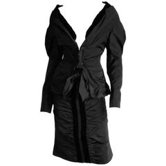 Rare & Iconic Tom Ford YSL Rive Gauche FW 2002 Black Runway Jacket & Skirt! FR44